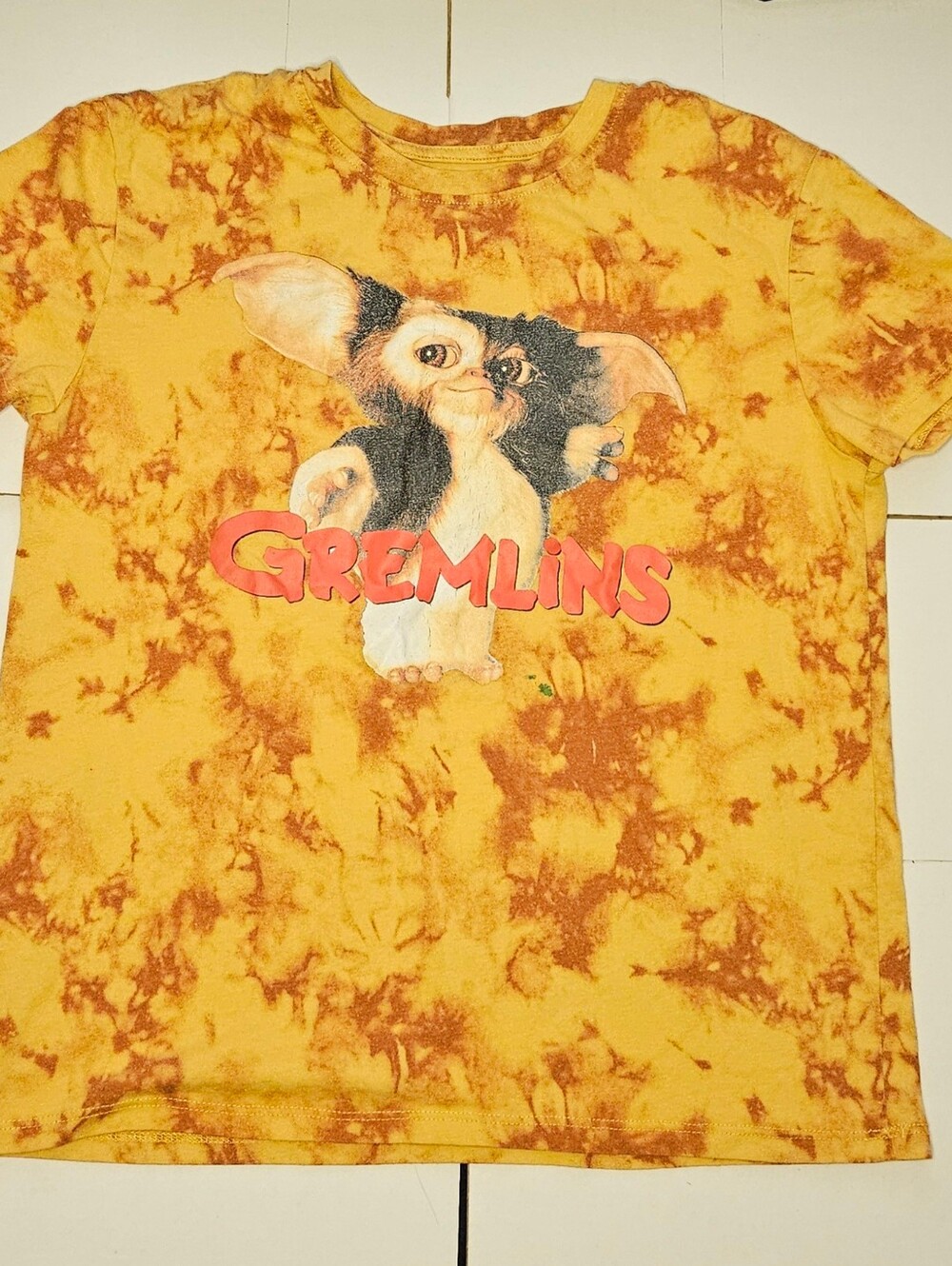 Gremlins Tie-Dye Yellow Gizmo Short Sleeve Tee - Kids XS. Wash Ware